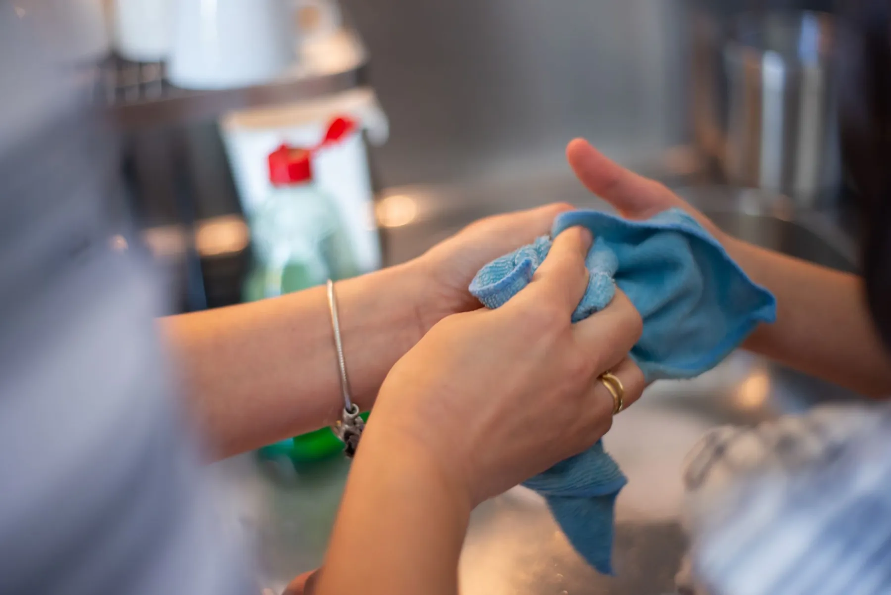 Wiping down a shiny surface